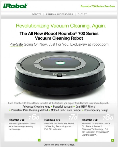 iRobot Roomba 700 Series Pre-Sale Announcement