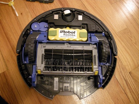 Bottom of the  Roomba with the cover off